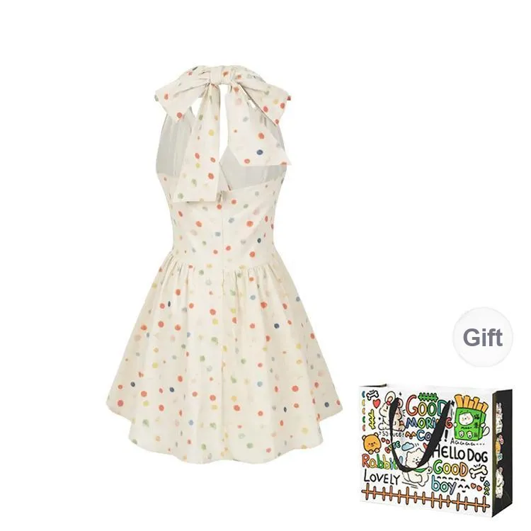 DEDY Sleeveless Dresses Women's Rainbow Polka Dot Dress Shopping Bag-1
