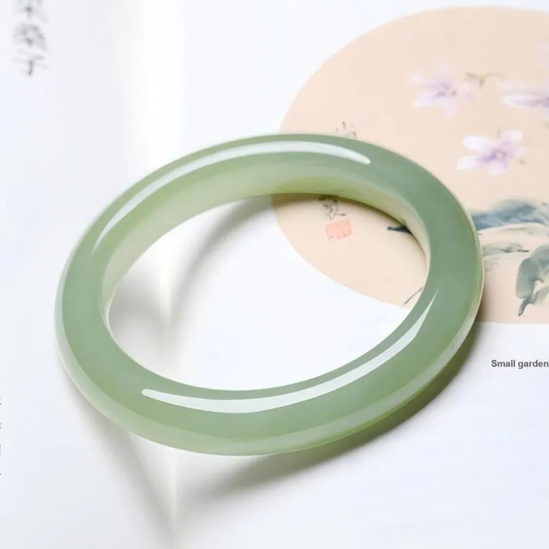 Artisan Lock Heart Jade Hetian Jade Bangles Green Jade Unisex-3