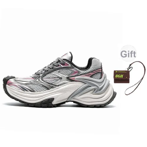 OGR Cushioning Rebound Slip Resistant Low Top Casual Training Running Shoes Women's Gray Pink OG Pink