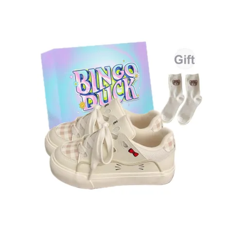 BINGO DUCK Slip-resistant Low Top Скейтборд Кроссовки Женские Экрю