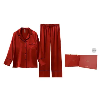 JINSANT Pajama Set Women's Gift Box Set Caramel Red