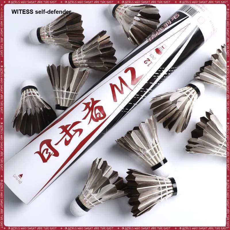 WITESS M2 12 Pack Duck Feather Big Board Duck Feather Training Specialized Shuttlecocks-4