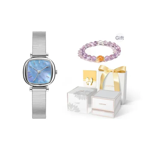 LANZOOM Маленький кубик сахара Коллекция Часы Little Квадрат Часы Кварцевый механизм Женские часы Часы на запястье Синий циферблат