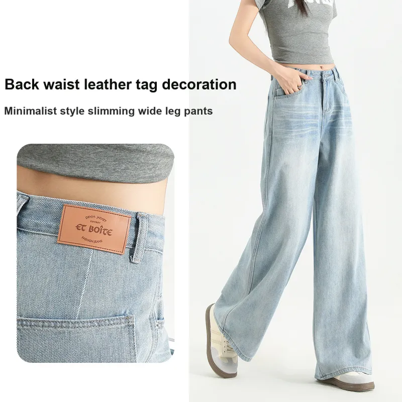 FAWENXIANGZI Jeans Women's Light Blue-8