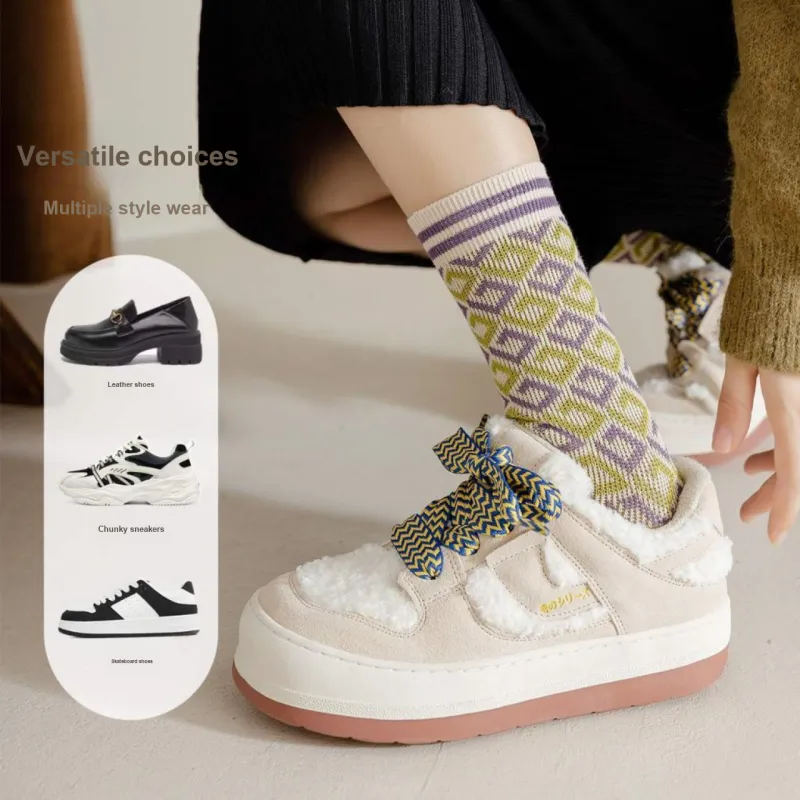 Caramella Mid Calf Socks Unisex 5 Pack Color Block-2