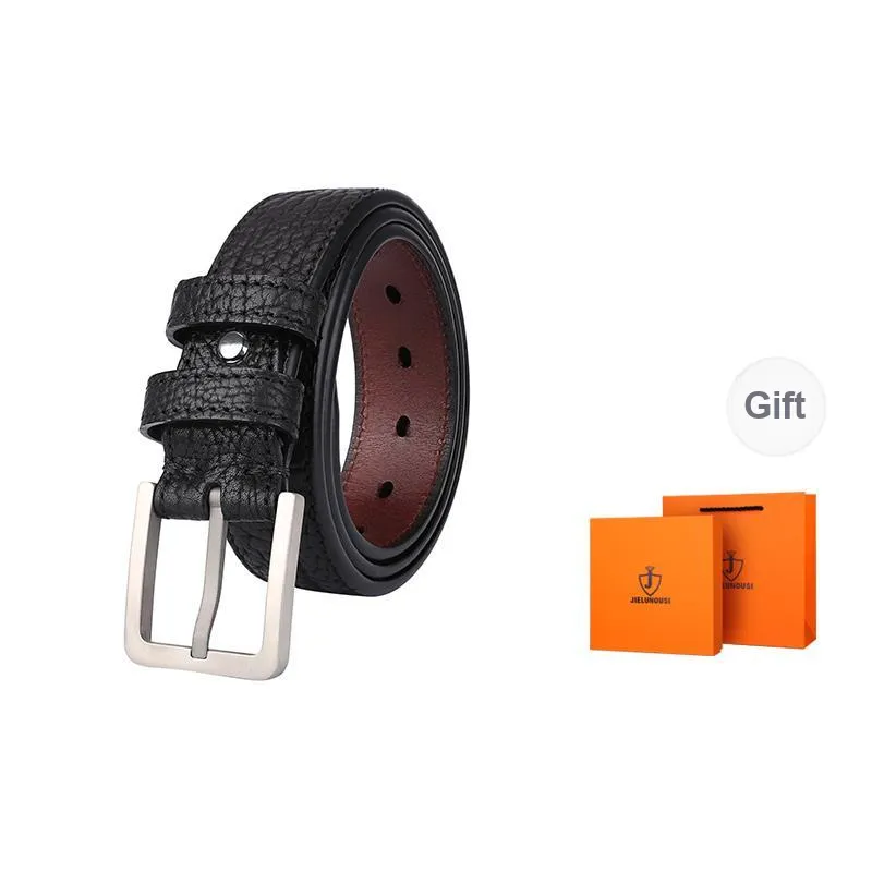 Jaylen Oos Titanium Alloy Pin Buckle Wild Cow Leather Textured Top Grain Cow Leather Leather Belts Men's-0