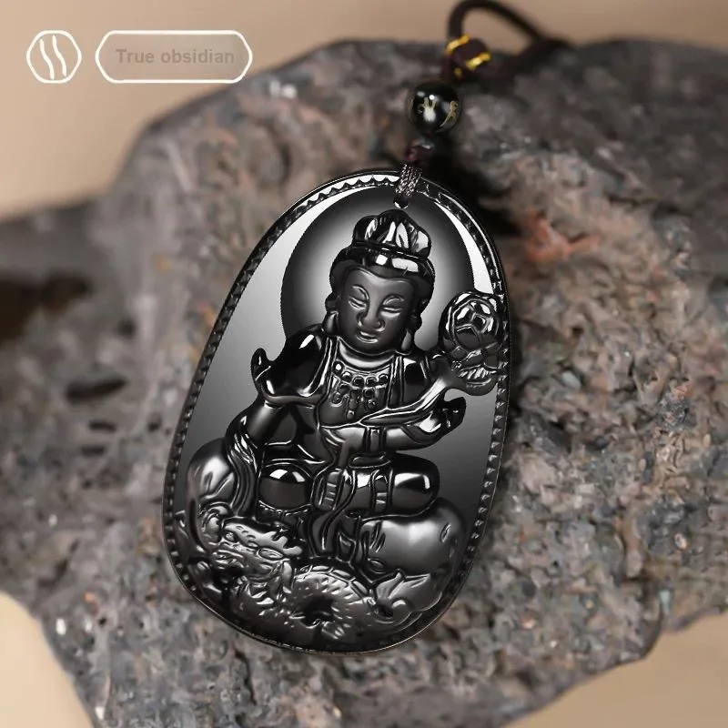 Stone On The Line Natural Obsidian Pendants Unisex-8