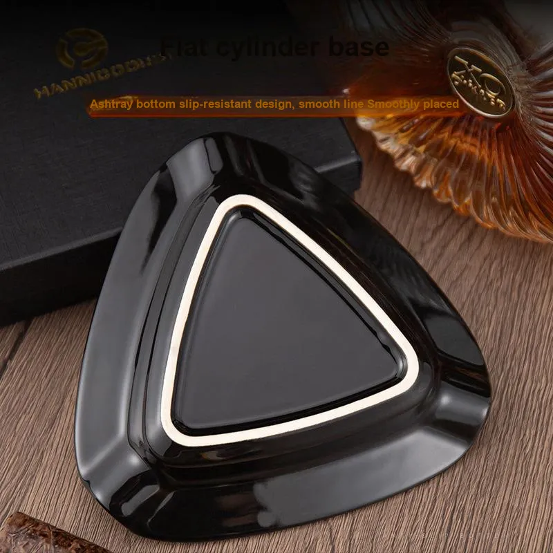 HANNICOOK Ceramic Ashtrays Black/Yellow-3