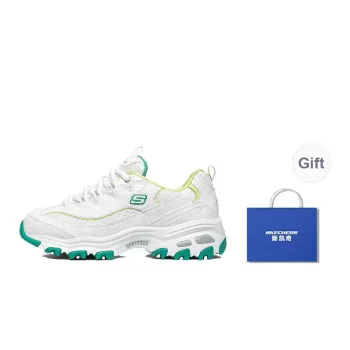 Skechers D'LITES 1.0 Anti Slip Wear Resistant Low Top Chunky Sneakers Women's White Green