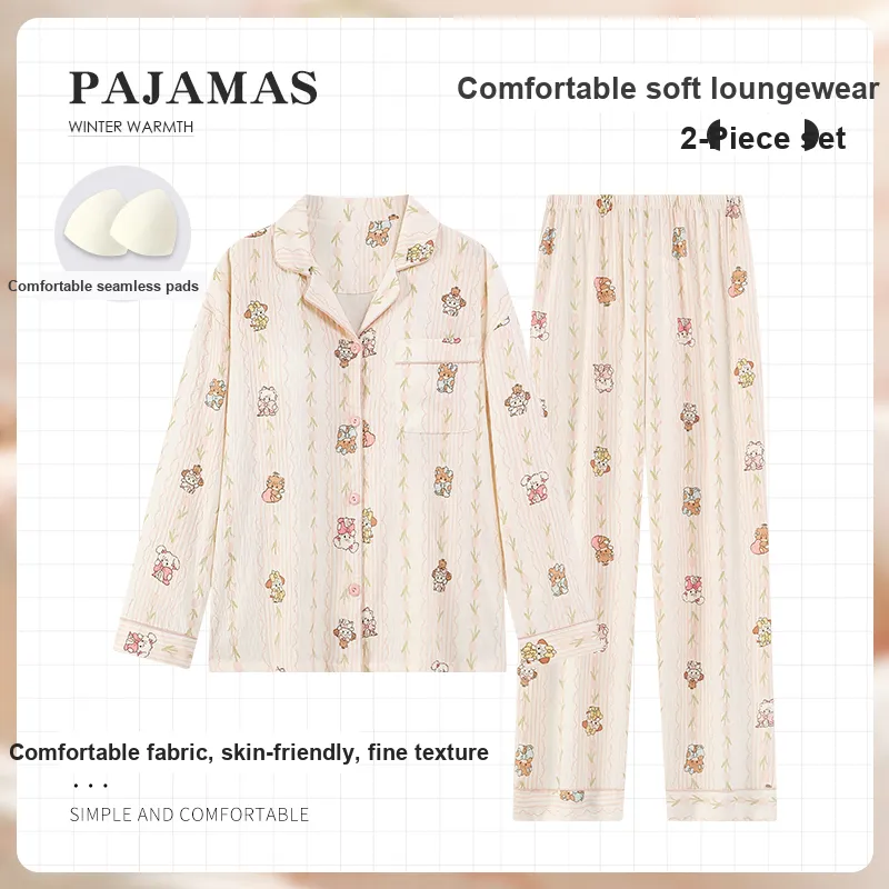 XIAFENYAN Pajama Set Women's Apricot-2