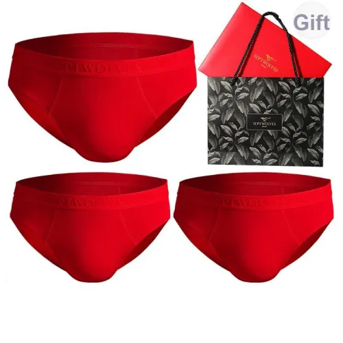 SEPTWOLVES Мужское нижнее белье 3 штуки набор в подарочной коробке + сумка для покупок красный