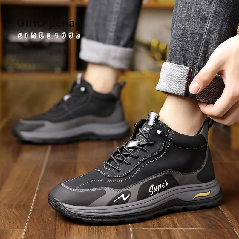 GIHO Insulated Shoe Warm Mid-Top Casual Shoes Men's Black-11