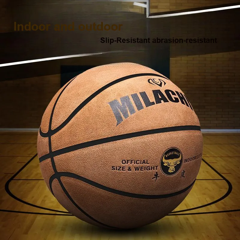 MILACHIC Cow Leather Basketball Playful Brown Size 7 Ball Training-3