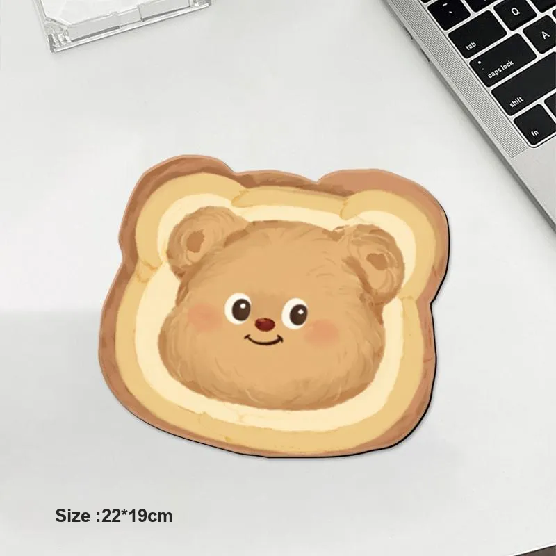 SHIBADU Rubber Cute Toast Bear Small Size Irregular Shape Mouse Pad Cartoon Office Desk Pad Mouse Pads-8