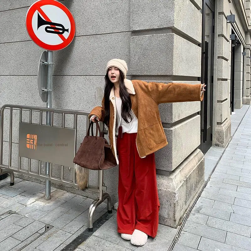 Ouyang Cropped Coats Women's Chestnut Brown-4