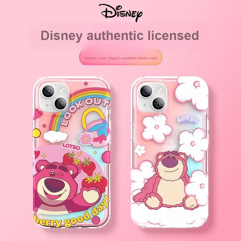 Disney Silicone Material Rainbow Strawberry Bear Phone Cases Available For Iphone15 Girlish-4