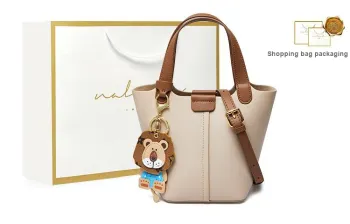 Narandu Cow Leather Basket Bag Bucket Bag One Shoulder Handbag Mini Women's Mint Green/Alaska White