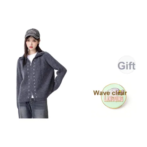 LANGQING Серый Giveaway Бренд Наклеенный Женский Трикотаж