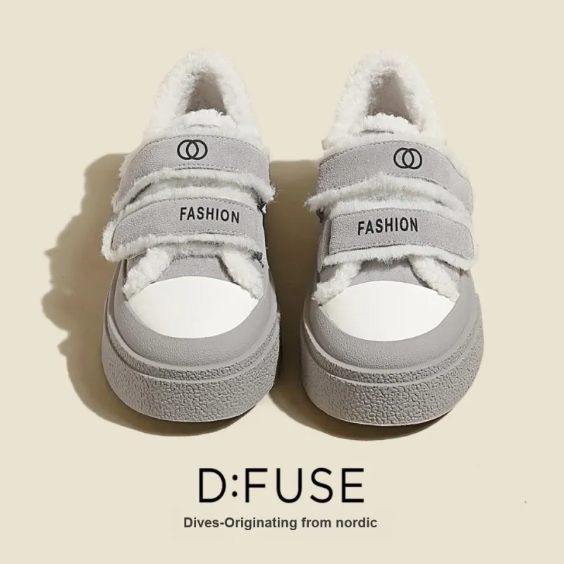 D:FUSE SCANDINAVIA Puffy Shoes Lightweight Wear-Resistant And Warm Low-Top Skateboard Shoes 4cm Women's-4