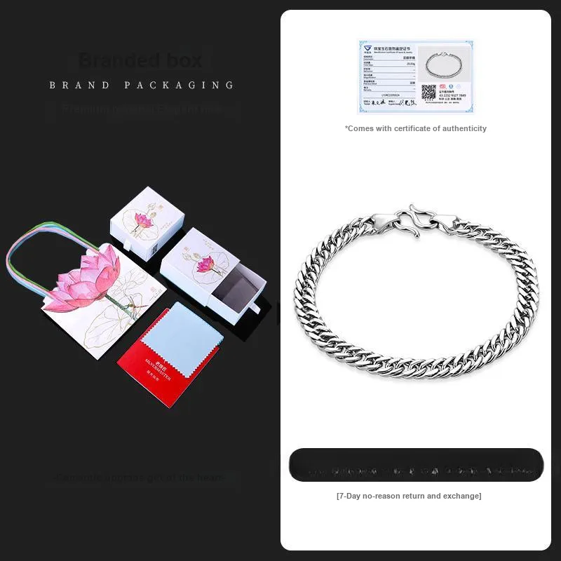 LAOYINJIANG S925 Silver Multi Size Silver Bracelet Men's-2