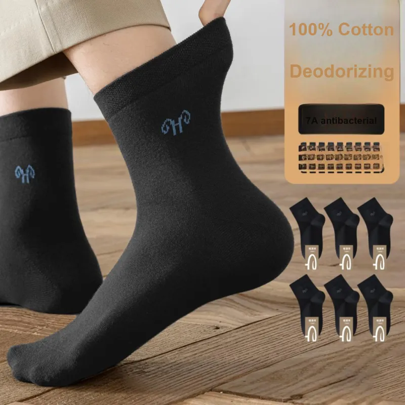 H YXIANG Mid Calf Socks Men's 6 Pack-9