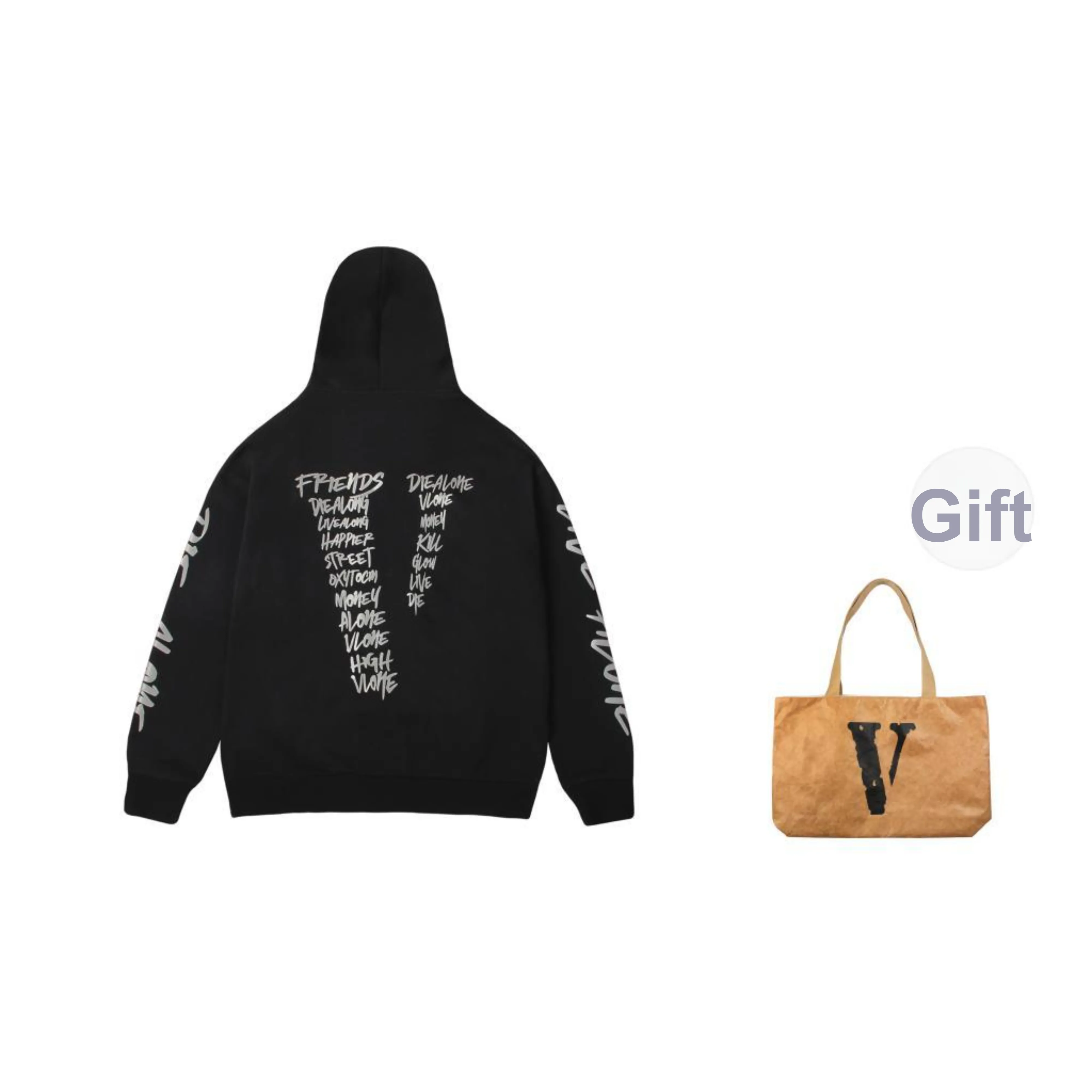 VLONE Loose Fit Zip Closure Hoodie Unisex