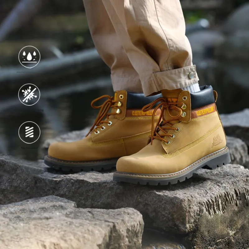CAT Colorado Series Crew Mountaineering Travel Outdoor Boots Martin Boots Yellow Boots Men's Yellow-5