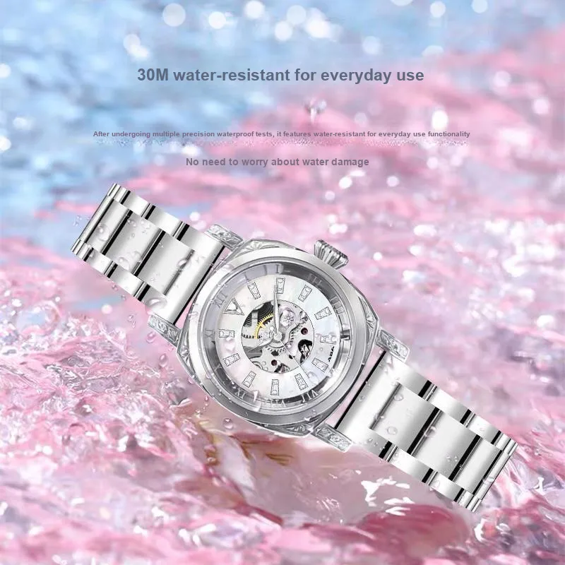ABA Automatic Mechanical Movement Watch Unisex White Dial-3