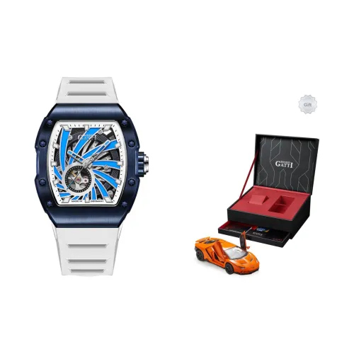 BONEST GATTI Phantom Speed Collection Автоматический Механический Механизм Резиновый Ремешок Часы Мужские Часы Черепный Циферблат