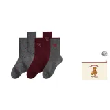 2 Burgundy Bowknot+2 Gray Dots+1 Gray Heart