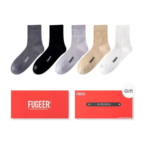 FUGEER Mid Calf Socks Men's Box 5 Pack