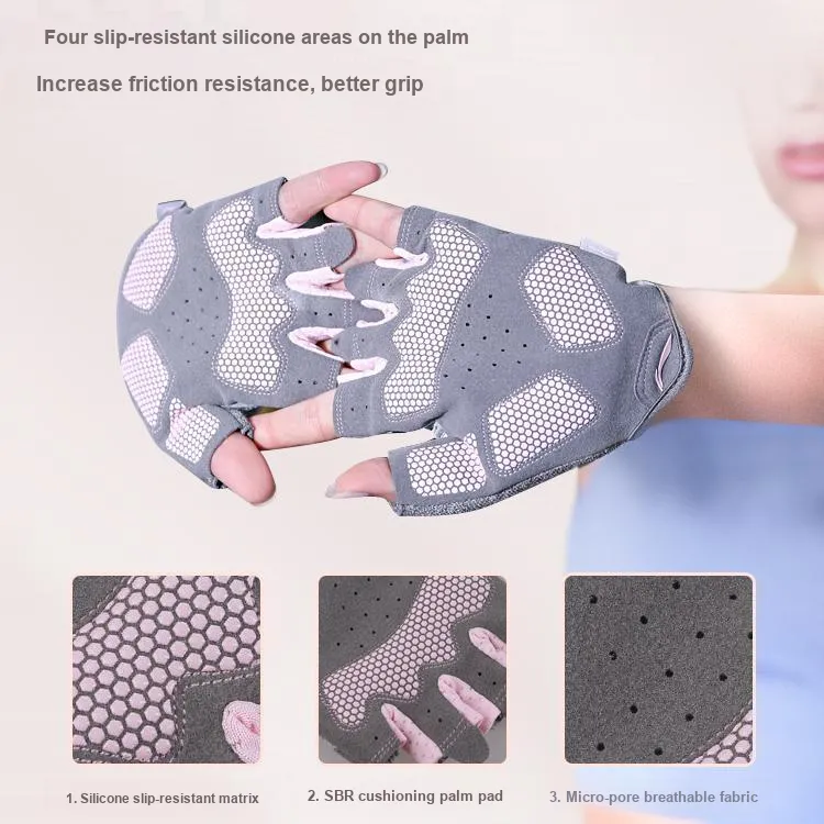 LiNing Fitness Gloves Protective Cotton Polyester Female-1