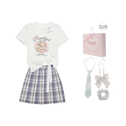 Snbl Клетчатая Юбка + Рубашка T Женская Униформа