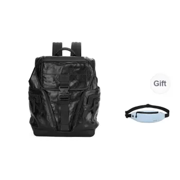 PIERRE CARDIN Top Grain Cow Leather Laptop Backpack Large Size Men's Black