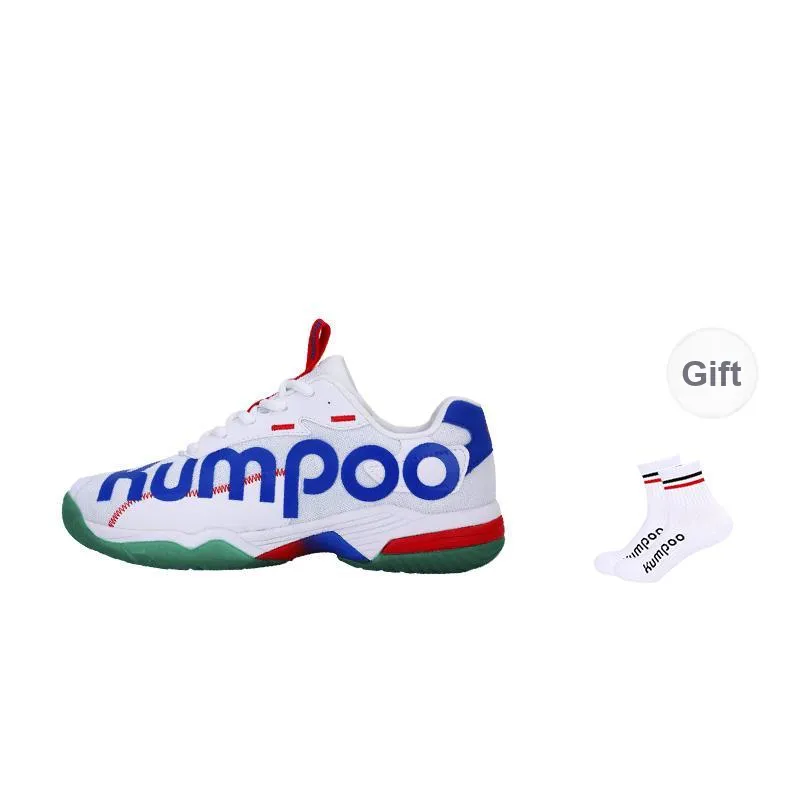 KUMPOO Badminton Shoes Unisex Low Top White/Blue-1