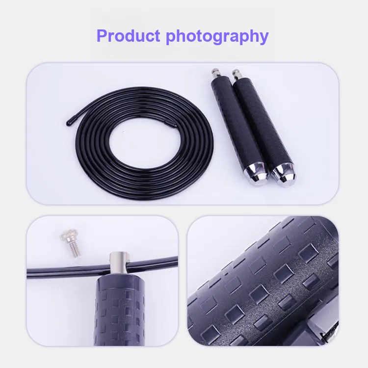 ZINGIS Fitness Training Non Countable Jump Ropes Adults PU Cord 2.85m Black-4