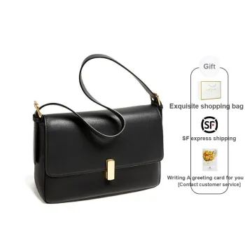 Narandu Cow Leather Small Square Bag Shoulder Bag Medium Size Women's Midnight Black/Caramel Brown/Milk Tea