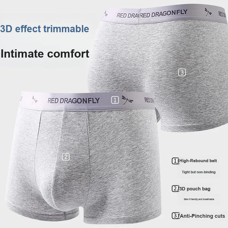 RED DRAGONFLY Cotton Panties Men's 4 Pack Gift Box Set-4