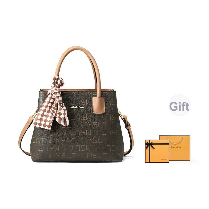MashaLanti PVC Synthetic Leather Dual Main Compartment Versatile Crossbody Bag Handbag Regular Women's Coffee With Tea
