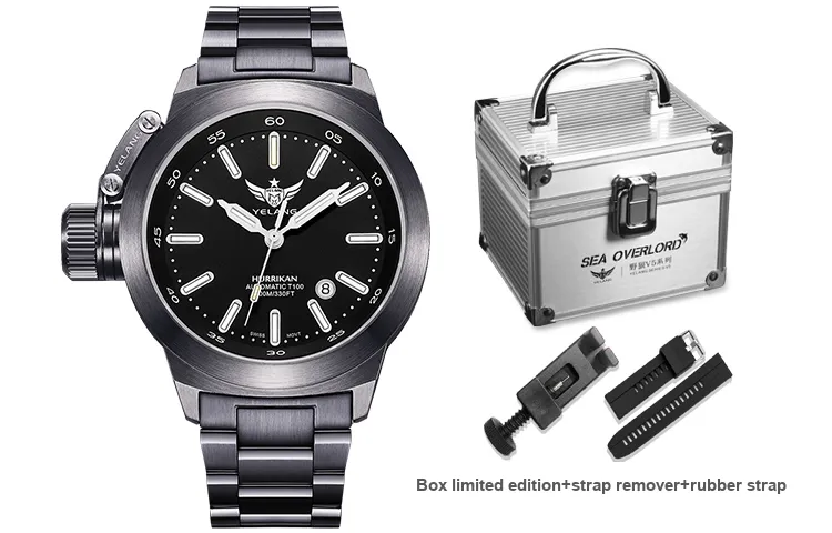 YELANG Automatic Mechanical Movement Stainless Steel Strap Watch Men's Watches Black Dial-1