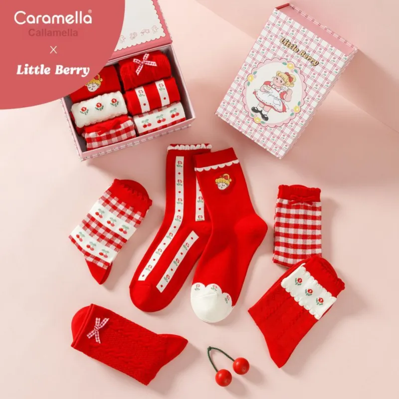 Caramella x Little Berry Mid Calf Socks Women's 6 Pack-5