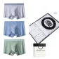 [9053 Genuine Leather Belt]Tourmaline Grain Bare Touch[Light Gray+Lake Blue+Pea Green]3 Pack Ice Silk Underpants Gift Box Set