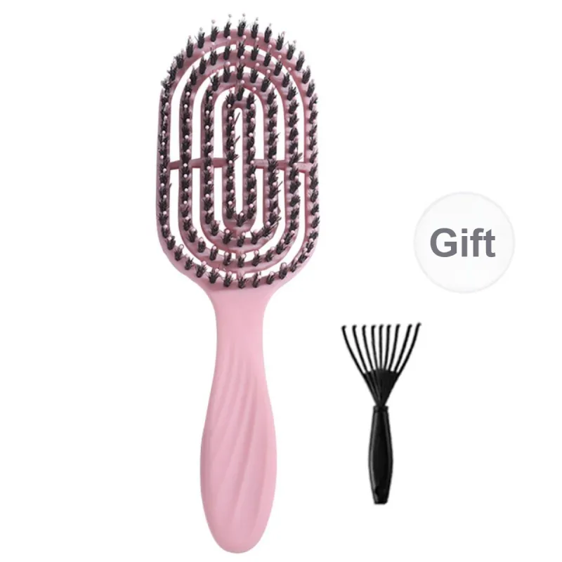 LMLTOP Pig Bristles Comb Volume Brush For Straightening And Curling Hair, Root Volume Enhancer-5