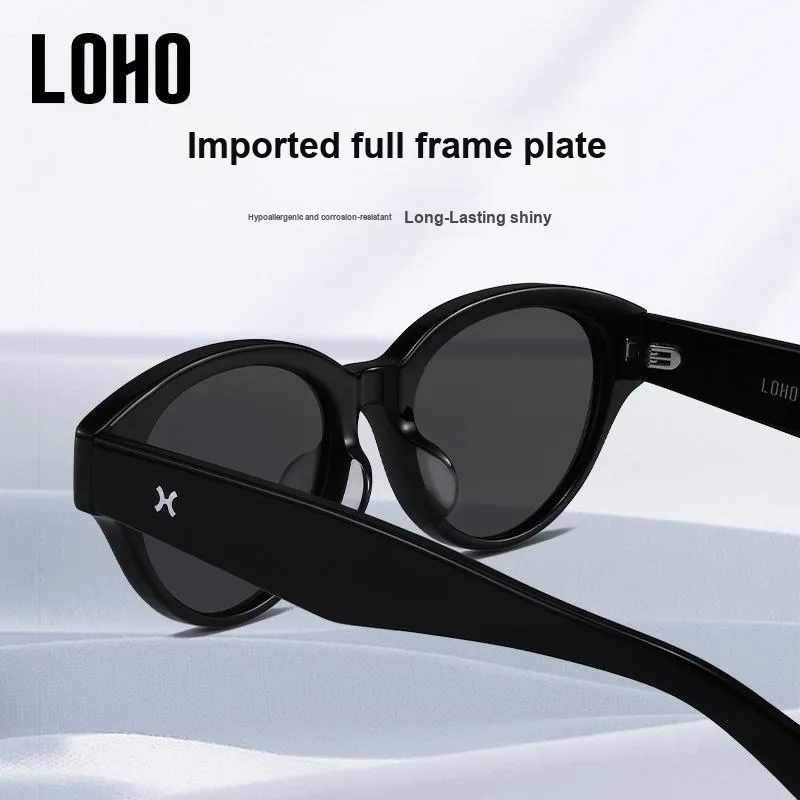 LOHO Plate Frame Cat Eye Sun Protection UV Protection Driving Sunglasses Individual Styling Women's Black-5