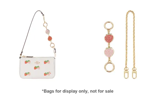 Lan Bao Fan Shoulder Strap Bag Gold-Tone Red Pink Strawberry Extension Chain+Copper Chain