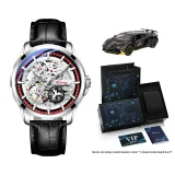 Silver Case Red Dial Black Leather Strap[Limited Sports Car Clothing Sets]