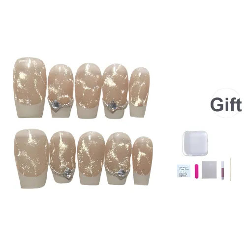 JIDUOMENG Водная рябь Кошачий глаз Серый Французский Стальной Бусина Цирконий Квадрат Ромб Съемный False Nail