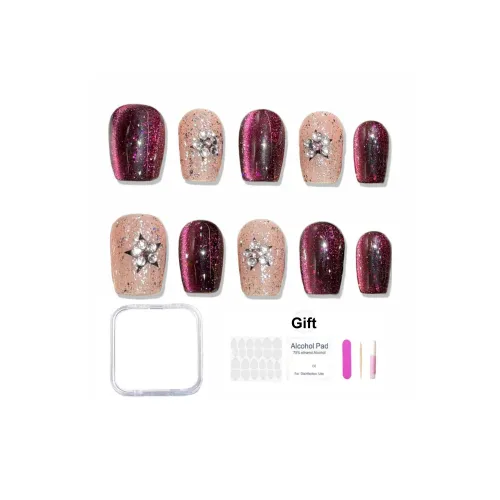 XIAMEIYU Кристалл Starry Night Элегантность Кошачий глаз Ручная работа Nail Art Искусственный ногтевой дизайн Короткий LADDER 15 мм