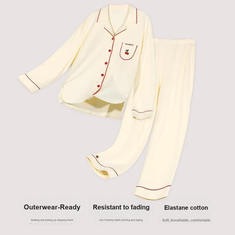 Cotton Has A Home Pajama Set Women's Milk Candy Color-2