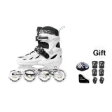 [Upgraded Double Buckle-Exclusive]White+Backpack+Helmet Protective Gear 7-Piece Set+Gift Pack